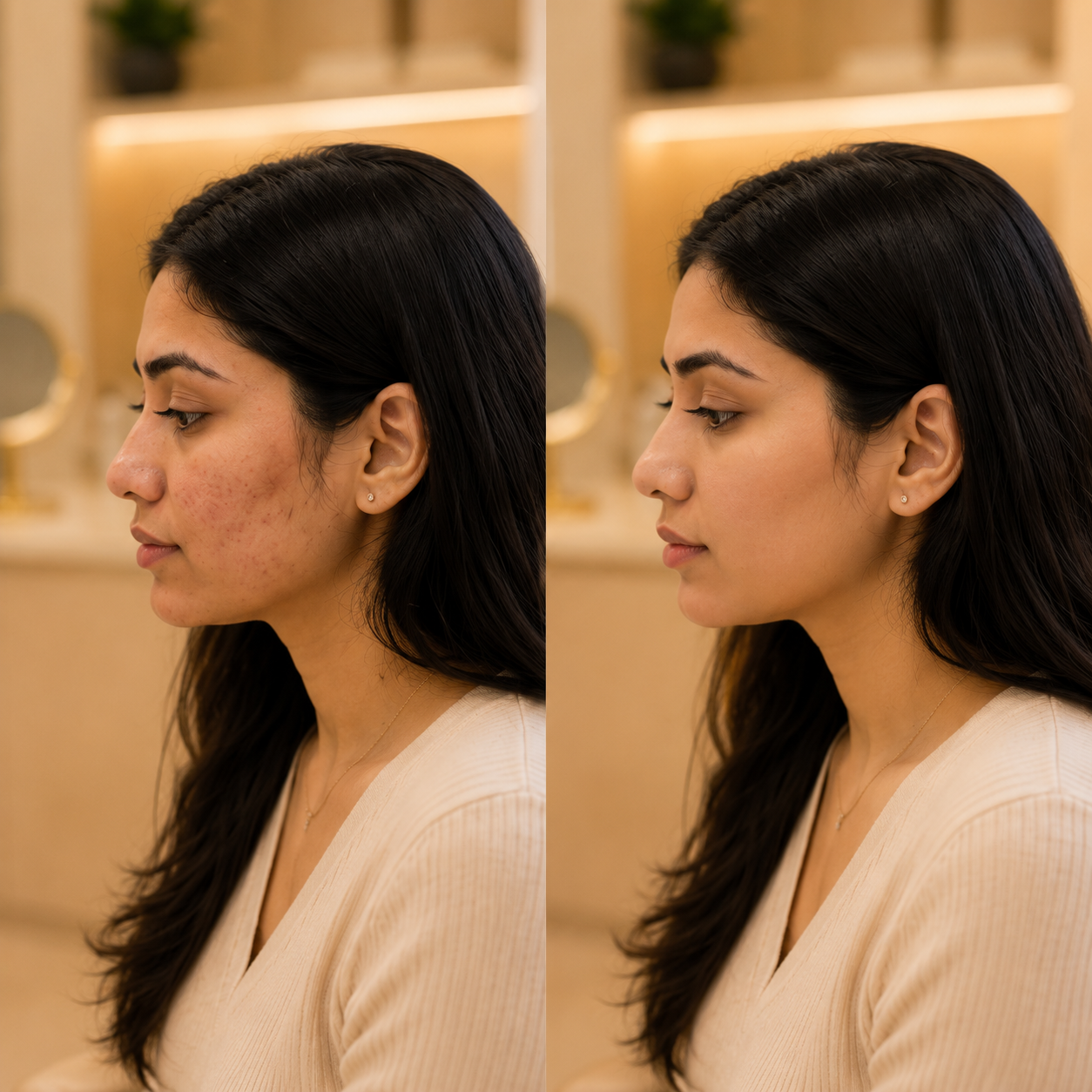 Acne Scars treatment before and after at Skelix