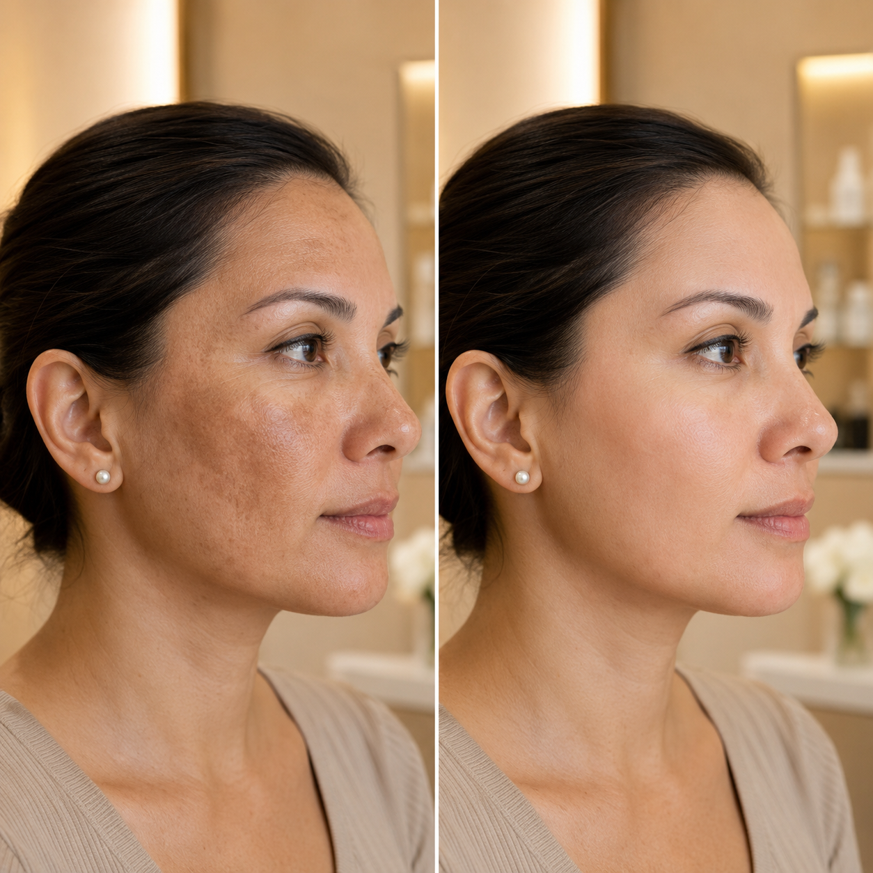 Melasma treatment before and after at Skelix